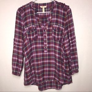Matilda Jane Ladies Purple Plaid Button Shirt XL
